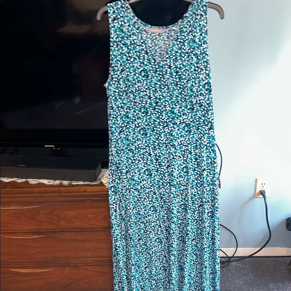 Craft & Barrow - Sleeveless Teal Floral Maxi Dress- Size Medium